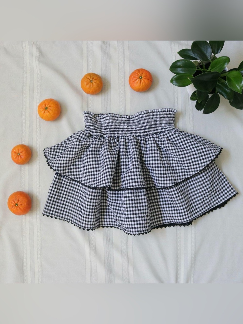 Sugarkiss black and white gingham ruffle tiered mini skirt